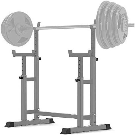 YouTen 800LBS Adjustable Sturdy Steel Barbell Squat Rack, Dumbbell Rack for Home Gym Exercise Fitness,Height Range 26.8" to 55.9" Gray