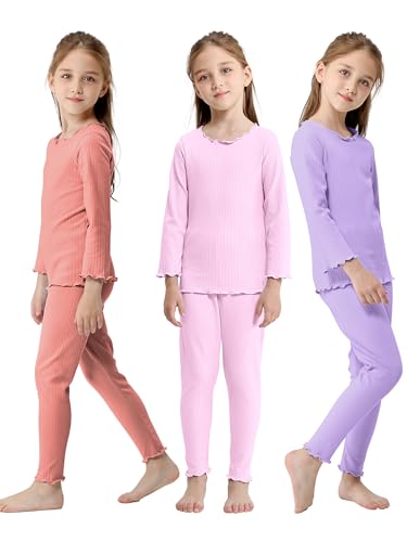 Resinta Toddler Girls Thermal Underwear Set - 3 Pack Long Johns Base Layer Top & Bottom for Winter