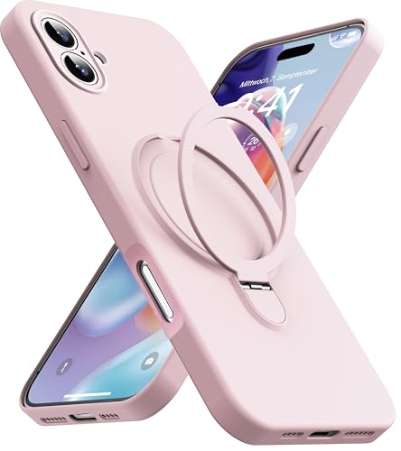 Support iPhone 16 MagSafe rose béquille intégrée pour éviter les chutes