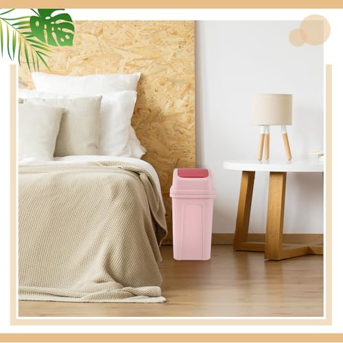 Image of Sumind 3 Pcs 1.8 Gallon Bathroom Trash Can with Swing Lid Small Garbage Can Plastic Bathroom Trashcan Garbage Bin for Kitchen Waste Bedroom Room Outdoor (Green,Pink,Beige)