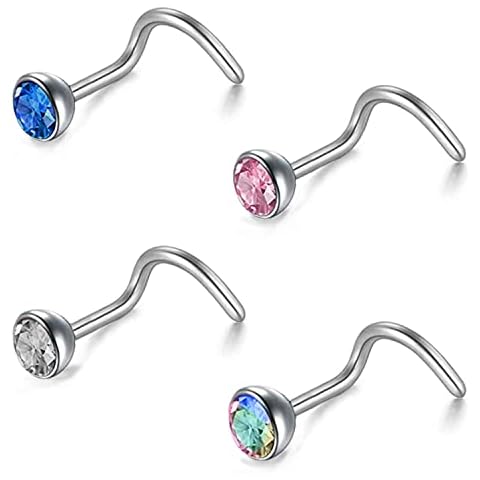 ZS 4Pcs Grade 23 Titanium Nose Rings Cover