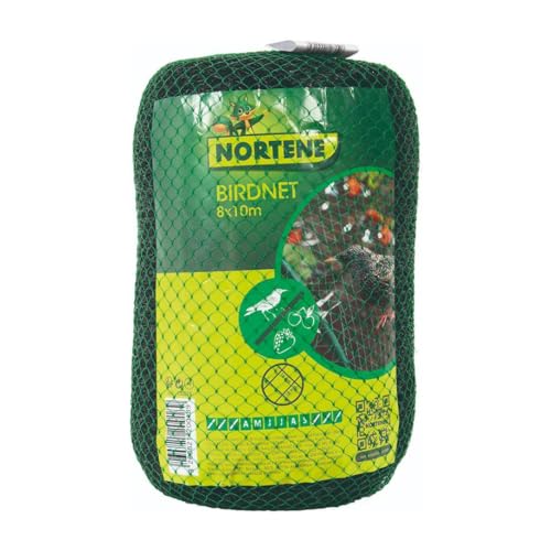 INTERMAS - Malla anti-pájaros Nortene 8x10 m color verde , agujeros de 18x18 mmprotege cultivos y árboles frutales de los pájaros. Ajustable y adaptable
