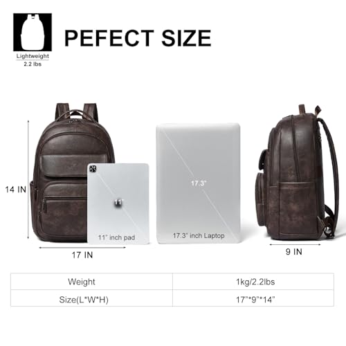 Image of Leresas Backpack Purse for Women Mens for Work Laptop Travel Business Back Pack Vegan Leather Fashion College Computer Teacher Bag Daypack Coffee