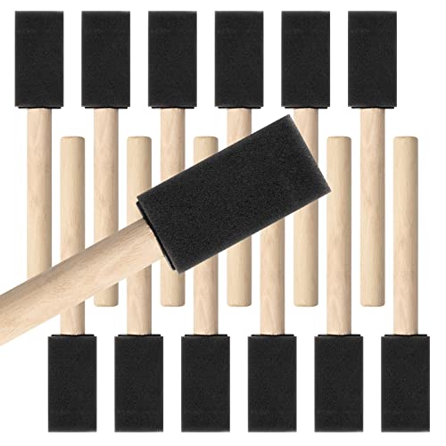 Mister Rui Poly Foam Paint Brushes, 12 Pack, 1 Inch Sponge Brushes for Painting, Paint Sponges Set, Light and Durable, Ideal for Painting and Cleaning