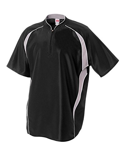 Chaqueta de béisbol/sóftbol para hombre talla grande color negro/blanco con cierre 1/4 miniatura 1