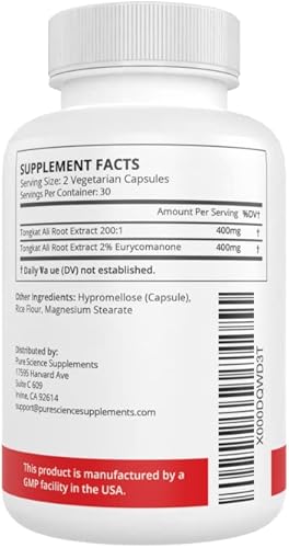 Miniatura 3 de Suplemento Pure Science Supplements Extracto de Tongkat Ali SD-200, derivado de 2.8 oz de polvo de Tongkat Ali extracto de potencia 2001,
