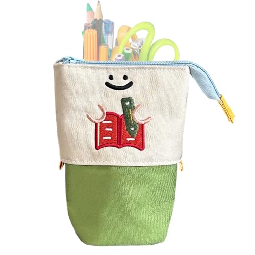 De Lápiz De Pie Para Lápices, De Almacenamiento Extensible Para Artículos De Escritura | Patrón De Libro Plegable Con Diseño De Libro Con Diseño De Libro | Escuela, Oficina, Hogar, Viajes Y