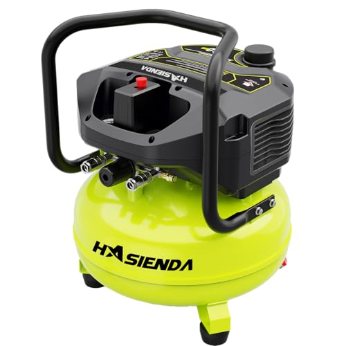 HASIENDA 6 Gallon Portable Air Compressor, 150 PSI Max, Oil-Free Vertical Pancake Compressor for Garage & Home, Quiet 70dB Operation for Tire Inflation, Nailing, and Painting (QA1-6G)
