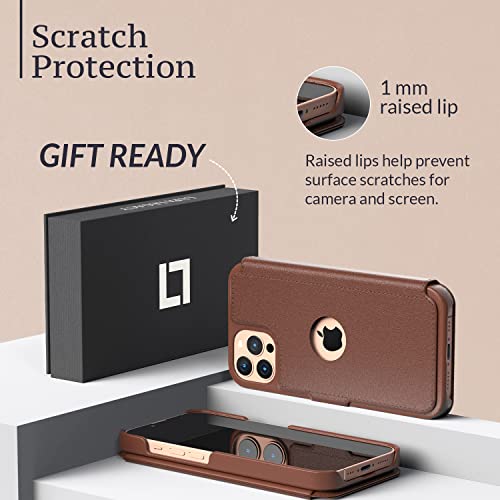 Image of LUPA Legacy Compatible with iPhone 12 Pro Max Case Wallet, Case with Card Holder for Men and Women, Faux Leather Flip Case, Luxury Cover, Caramel Brown