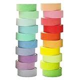 20 Rolls Washi Tape Set, Rainbow Washi Tape Colorful Masking Tape 15mm Wide, Decorative Tape for Bullet Journal, Book, Planner, Scrapbooking, DIY Arts Crafts, Gift Packaging
