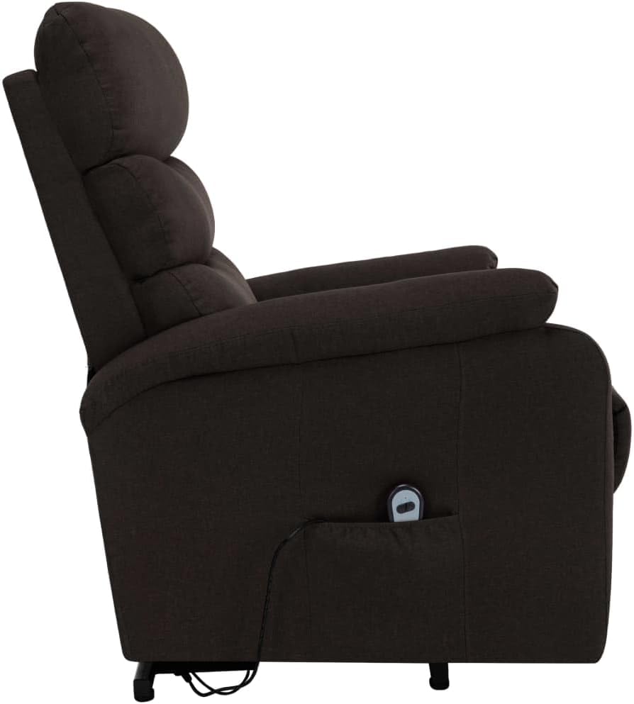 Side view of KCCLVER Power Lift Massage Recliner showing side pocket and hand control