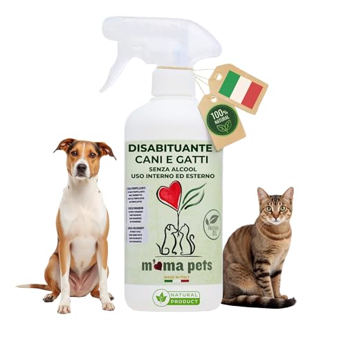 M' MA PETS Repellente Disabituante per Cani e Gatti 100% Naturale, Made in Italy - Spray Anti Urina Uso Interno ed Esterno – Formula Green a Base Vegetale Senza Alcool - 500ml
