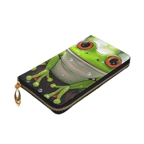 Cute Frog Art Printed Long Wallet for Women Men Cute PU Leather Wallet with Coin Purse and Credit Card Holder3