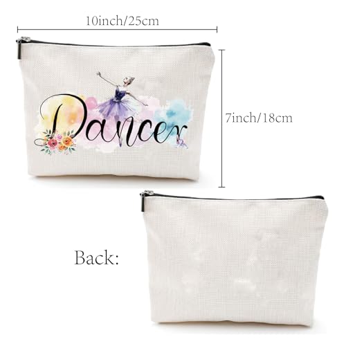 CREATCABIN Dancer Survival Kit Bag Dancer Makeup Bag Polycotton Cosmetic Multi-Purpose Bag with Zipper Love Dance Travel Canvas Work Pouch Bags for Women Dance Lover Teacher Student Gifts 10 x 7 Inch - Image 2