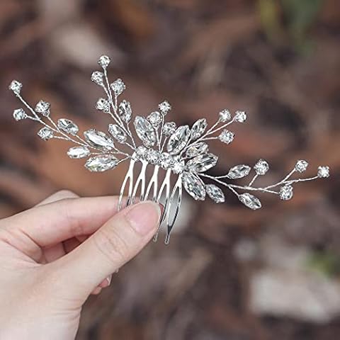 Relandy Braut Hochzeit Haarkamm Kristall Hochzeit Kopfschmuck Silber Strass Braut Haarschmuck Cover