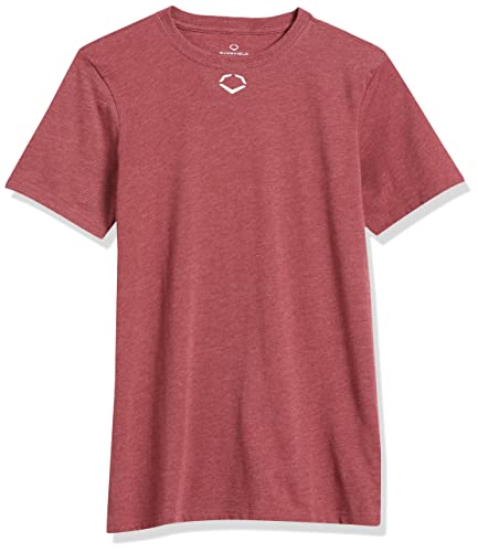 EvoShield Youth Heather Short Sleeve Tee - Cardinal, Small