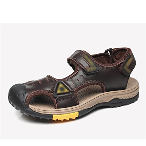 Men's Sandals Leather Shoes Slip-on Leisure Sandals Outdoor Beach Shoes Retro Men Footwear(41)2
