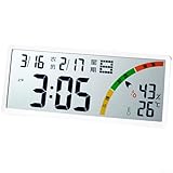 Grand écran LCD : écran numérique clair et facile à lire affiche l'heure, la date, le jour de la semaine, la température et l'humidité en un coup d'œil pour une référence quotidienne rapide.