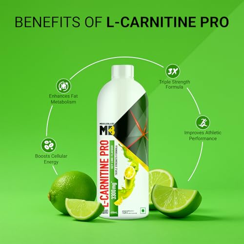 Image of MuscleBlaze Liquid L-Carnitine PRO (Key Lime, 450ml) | 3300mg L- Carnitine |Triple Strength Formula