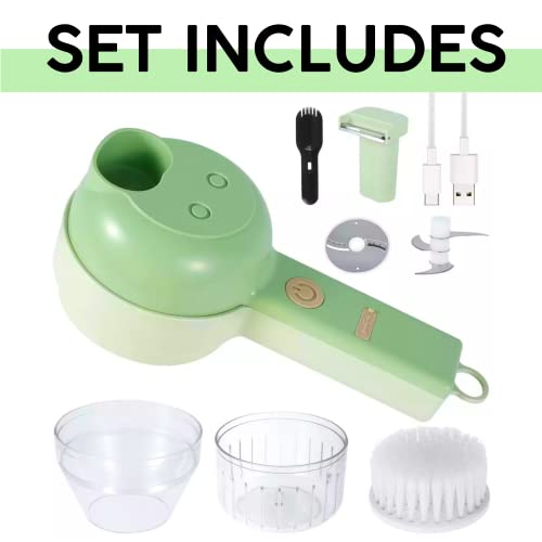 Yarrd FR4 4 In 1 Portable Electric Vegetable Cutter Set Mini Food Slicer And Chopper For Kitchen Multifunctional Wireless Grinder Peeler Clean Brush Function Multifunctional thumb #4