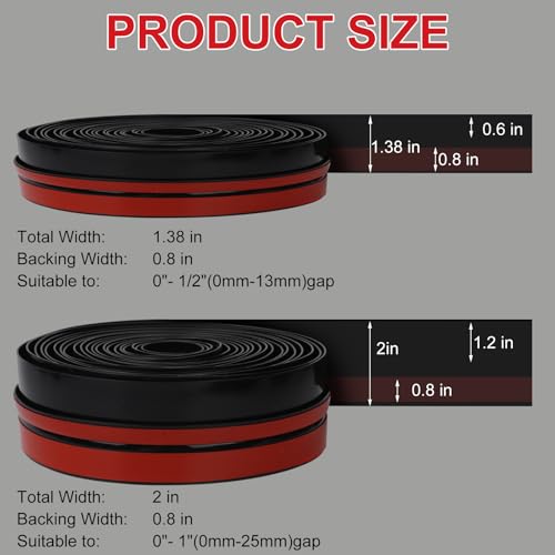 Image of T-Shaped Silicone Seal Strip for Door & Windows, 20Ft Weatherproof Draft Stopper, Gap Seal for Door Sides (Black)