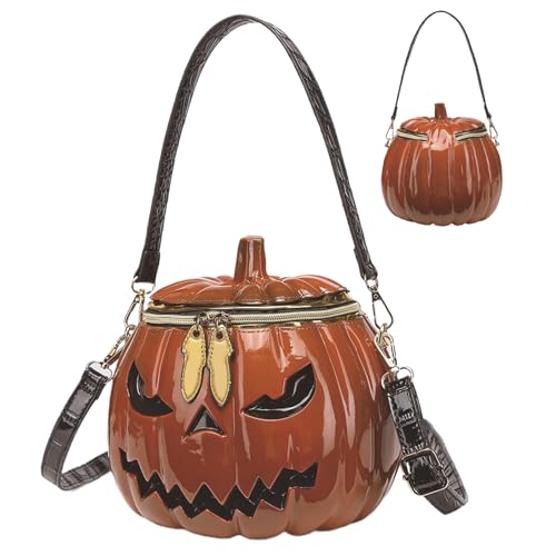 Halloween Purse, Funny Weird Pumpkin Purse, Handheld/Shoulder/Crossbody Pumpkin Bag, Zipper Halloween Crossbody Bag for Women