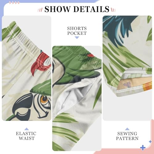 Pirate Parrot Birds Boys Long Pants Soft Trousers Elastic Waist Kids Lounge Bottoms with Pockets S-XL4