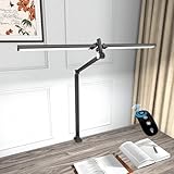 デスクライト LED クランプ式 Hapfish 24W 幅広 卓上ライト スタンドライト リモコン【ダブル光源・明るい・5色温度・5段階調光・クリップ・回転可能・目に優しい】電気スタンド 照明 台灯 勉強・読書・モニターに適しています【PSE認証済み日本語説明書】