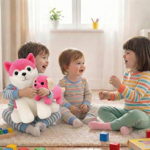 Image of Tabitha Stuffed Toys-Ultra Soft Plush Toy for Kids | Birthday Gifts for Kids and Girls | (Combo of 2 Toys 35 Cm Pink Dog & 25 Cm Pink Dog)