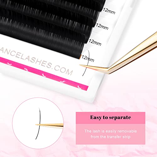 TDANCE Classic Lash Extensions Flat Lashes Eyelash Extensions 0.15mm C Curl Ellipse Eyelash Extensions 9mm Mixed Black Matte Individual Lashes Salon Use(Flat,C-0.15,9mm) - Thumbnail 4