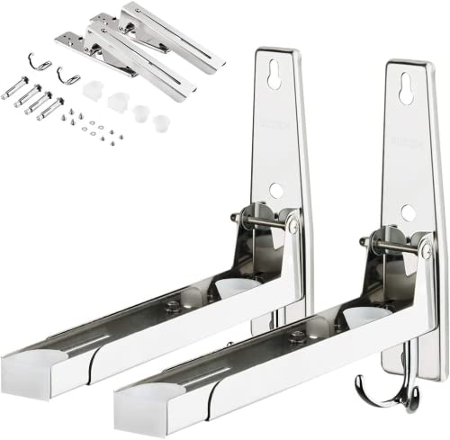 Consejos para Comprar Marcos para microondas favoritos de las personas. 39 Voyzdx 2 Soportes Para Microondas De Acero Inoxidable 304 Con Ganchos,Soporte de Pared para Horno de Microondas Ajustable,Estante flotante engrosado Marco de cocina y instalar...