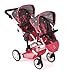 Produktbild Bayer Chic 2000 - Puppenwagen Linus Duo, Zwillingspuppenwagen für Kinder von 4 bis 8 Jahren, Butterfly, Koralle, 690-47, Konfetti Pink, 80x41x79 cm