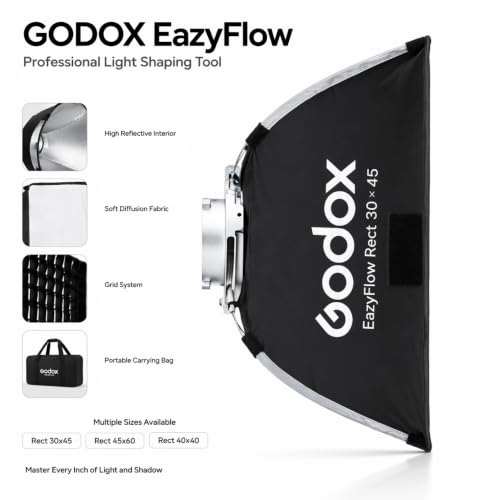 1-Second Quick Setup Portable Softbox with Bowens Mount, Professional Lighting Modifier with Grid & Diffuser for Camera Photography, YouTube, Video, Portrait and Studio(softbox 12x18) - image 6