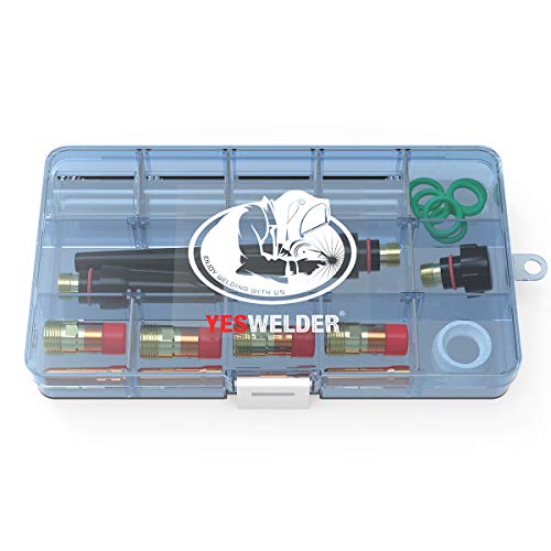 Lente de Gás de Solda TIG YESWELDER 22 peças Kit de Copo de Vidro Pyrex para WP-17/18/26