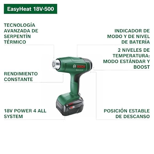Miniatura 3 de Bosch 18v System Pistola De Aire Caliente Easyheat A Batería 18v-500 Incl. Boquilla Reductora