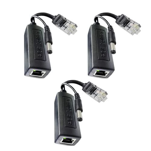 Image of 3-Pack Power Over Ethernet Adapter PoE Splitter Active 48V to 12V Compatible with POE Devices PoE Switches IP Camera IP Phone, Black, POE3