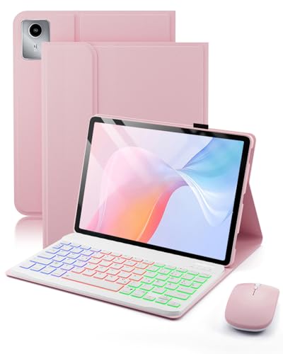 für Lenovo Idea Tab (2025 TB-336ZU TB-336FU)/ Lenovo Tab M11 (2024 TB330FU/TB330XU) 11 Zoll Hülle mit Kabelloses Bluetooth Deutsch (QWERTZ) Beleuchtete Farbige Tastatur und Maus Backlit Keyboard Case