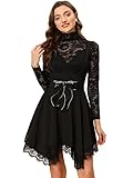 Allegra K Women's Gothic Asymmetrical Hem Tulle Steampunk Overall Skirts Small Black
