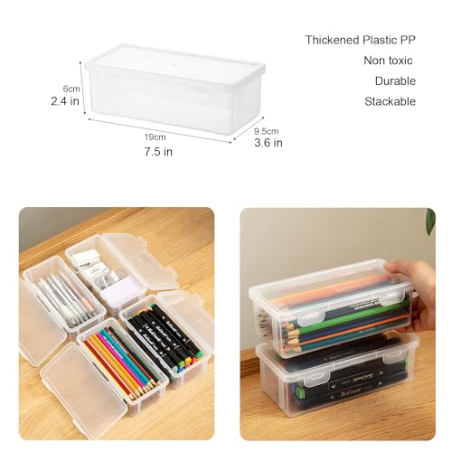 Image of Vidifor Plastic Storage Containers with Lid for Office Supplies, Pencil Box, Art Supplies, Makeup, Crafts and and Charger Cable Cord (2)