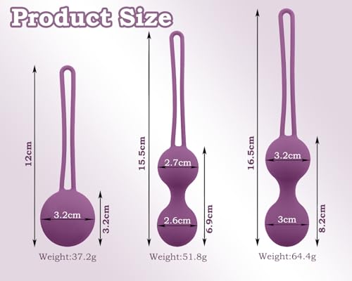 3 Stück Medizinisches Silikon Kegel Balls, Beckenboden-Trainingshilfen, Liebeskugeln Beckenbodentrainer für Frauen mit Rückholband, Stärkung der Vaginalmuskulatur und Sextraining