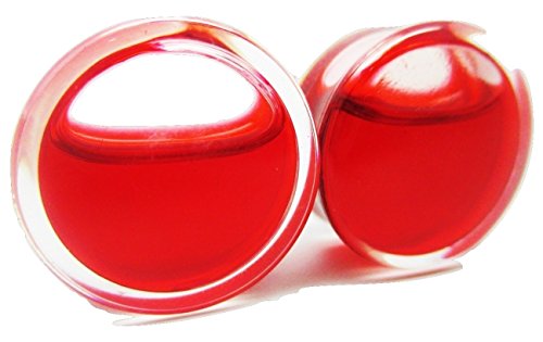 Pierced Republic Liquid Blood Filled Ear Plugs - Double Flared - 8 Sizes - Pair (00 Gauge (10mm))