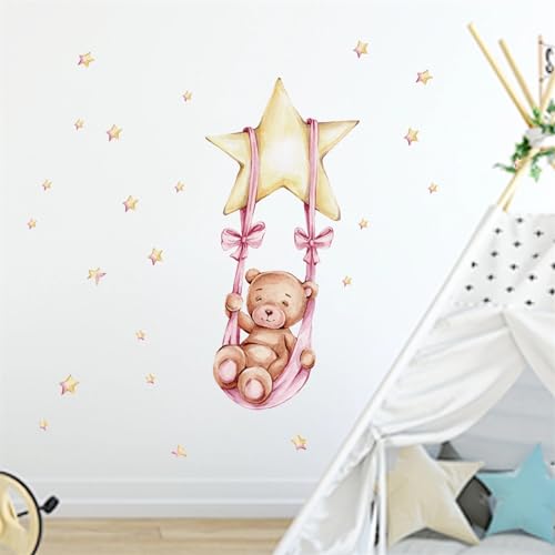 Vinilo decorativo infantil de oso durmiendo y estrellas miniatura 2