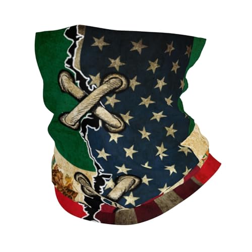 America and Mexico Mexican flag Vintage combine Neck Gaiter Face Cover Mask Bandana Gator Balaclava Tube Face Scarf Headband Outdoor Sport Mask Sun Protection for Men Women