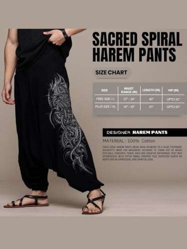 Image of The Veshti Company Printed Harem Pants for Men's Cotton Hippie Style Baggy Boho Yoga Pajama Pant with Pocket