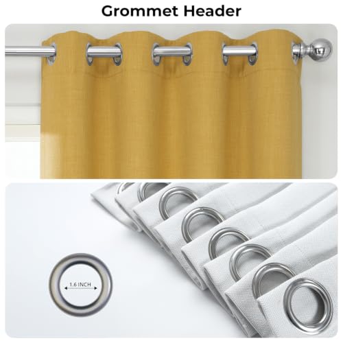 Image of HPD Half Price Drapes Grommet Linen Curtains 120 Inches Long Room Darkening Curtains for Bedroom & Living Room (1 Panel), 50W x 120L, Graphic Gold