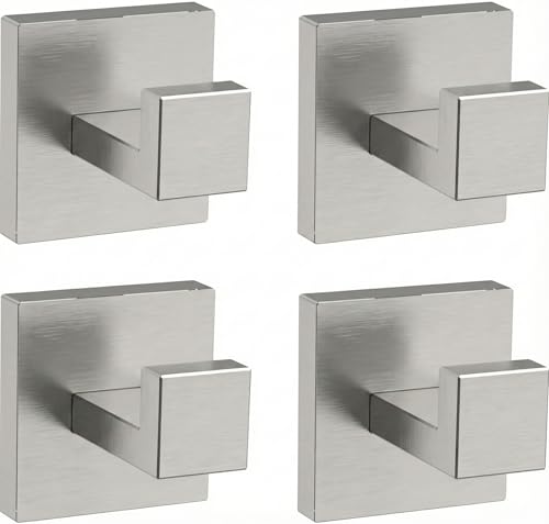 Hiuqixe Brushed Nickel Hand Towel Hook 4-Pack, Geometric Series -
