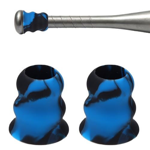 YELARXI Bat Taper, Bat Knob Taper Softball Grip Silicone Non-Slip Ergonomic Enhanced Grip Easy Installation 2Pcs & Blue-Black - Fit for (Most Softball Bats/Baseball)