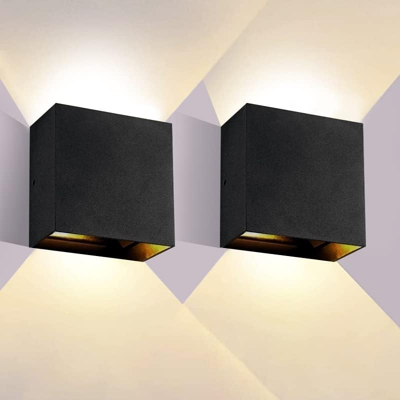 Lista de Lámparas de pared más recomendados. 45 Aplique de Exterior Pared Montable Negro Mate de Estilo Moderno Lámpara de Pared LED Impermeable con Luces Integradas para Interiores y Exteriores IP65 Resistente a Agua (Negro -...