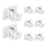 【Größe】8 Stück selbstklebende Gardinenstangenhalterungen im Lieferumfang enthalten. Ca. 32 x 42 x 45 mm. Geeigneter Stabdurchmesser: ca. 15–22 mm. Hängende Scheibengardine, Voile, Partydekoration, Gartendekoration oder DIY im Haus oder Garten.