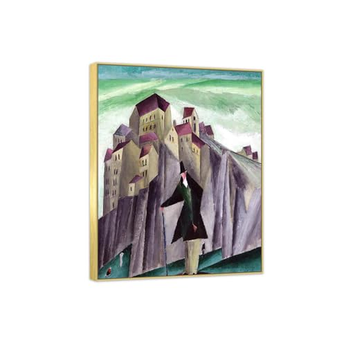 Affiche prête à accrocher Lyonel Feininger tableau célèbre homme devant une grande falaise 38x30